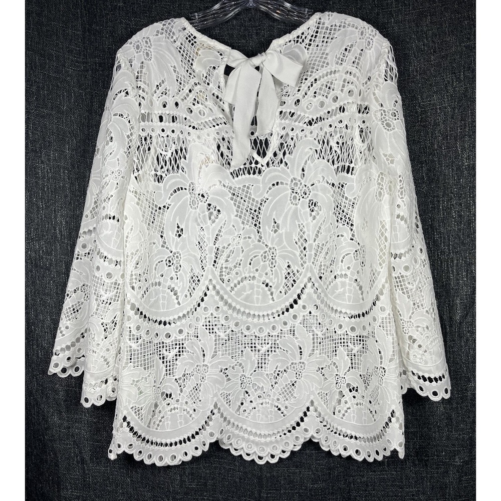 $228 NWT Lilly Pulitzer Sz 8 Oaklynn Tunic Lace White Palms Paradise Ribbon New - Picture 4 of 15